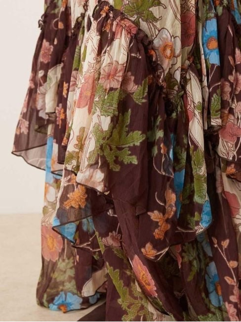 Free People Natural Palermo Chiffon Asymmetric Maxi Skirt - Picture 3 of 9